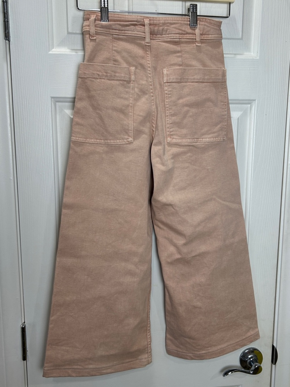 ZARA The Marine Straight High Rise Wide Leg Crop Jeans Pink Size 0 - Picture 9 of 11